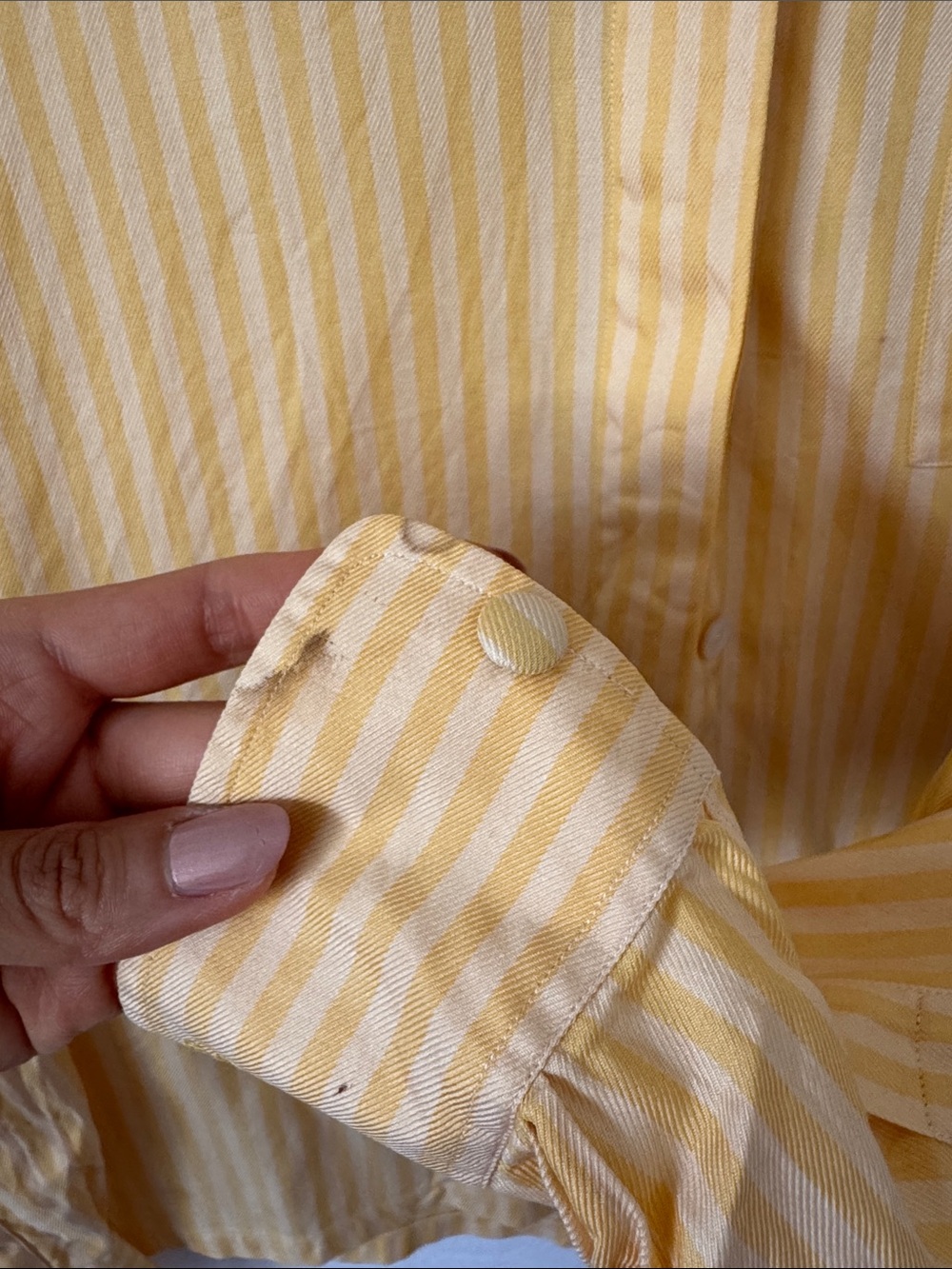 Charvet Cropped Light Yellow Pinstripe Casual Button-Down Shirt - Picture 7 of 9